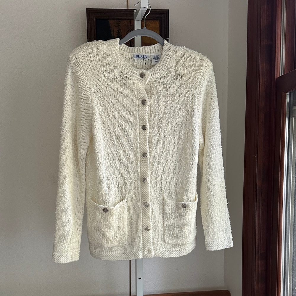 Vintage Cream Button-Up Cardigan